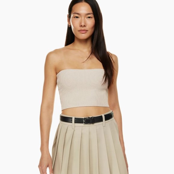 ✨ NWOT Light Pink Babaton Sculpt Knit Cropped Tube Top | Aritzia - Picture 1 of 5